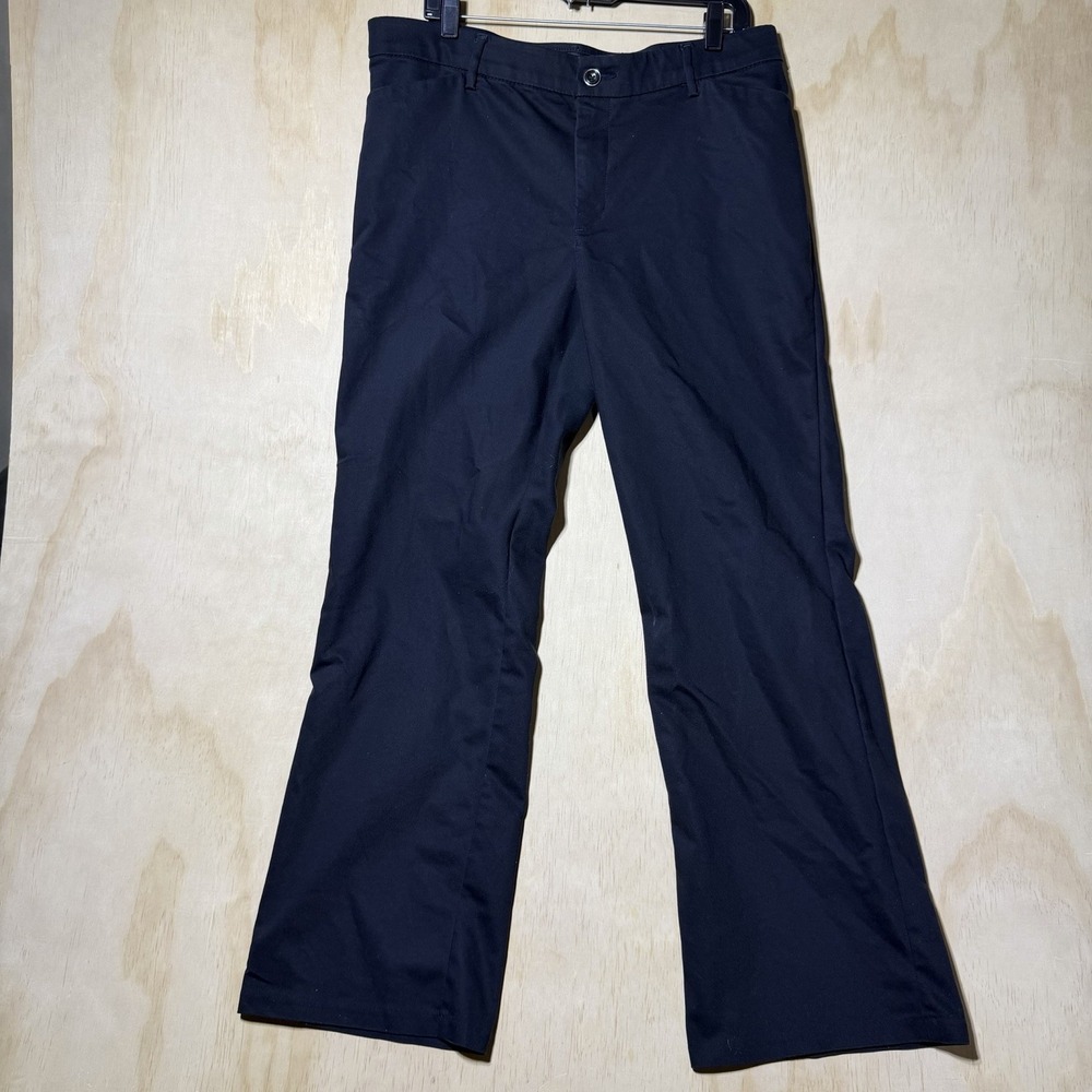 Lee Women 16 Medium Flex Motion Trouser Pants Black Mid Rise Regular Fit Stretch